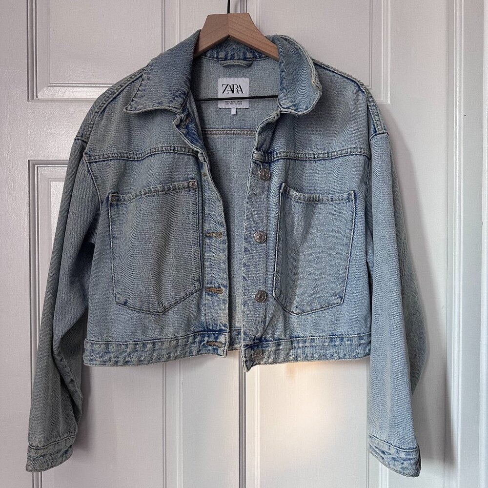 Zara - Cropped Denim Jacket - Small